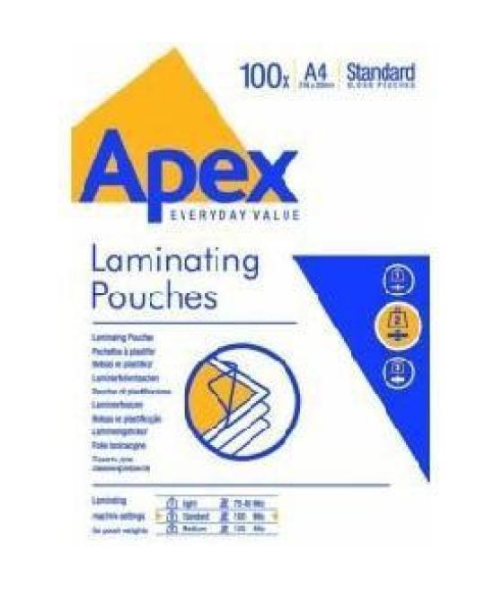 Fellowes apex pack 100 fundas plastificar 125 mic. brillo a4