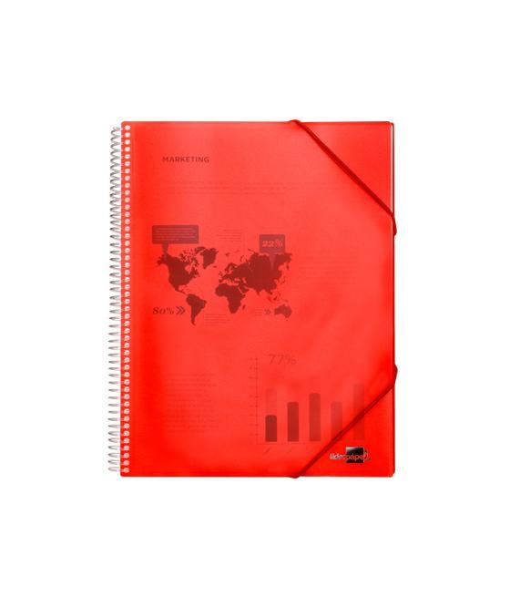 Carpeta liderpapel escaparate con espiral 80 fundas polipropileno din a4 rojo