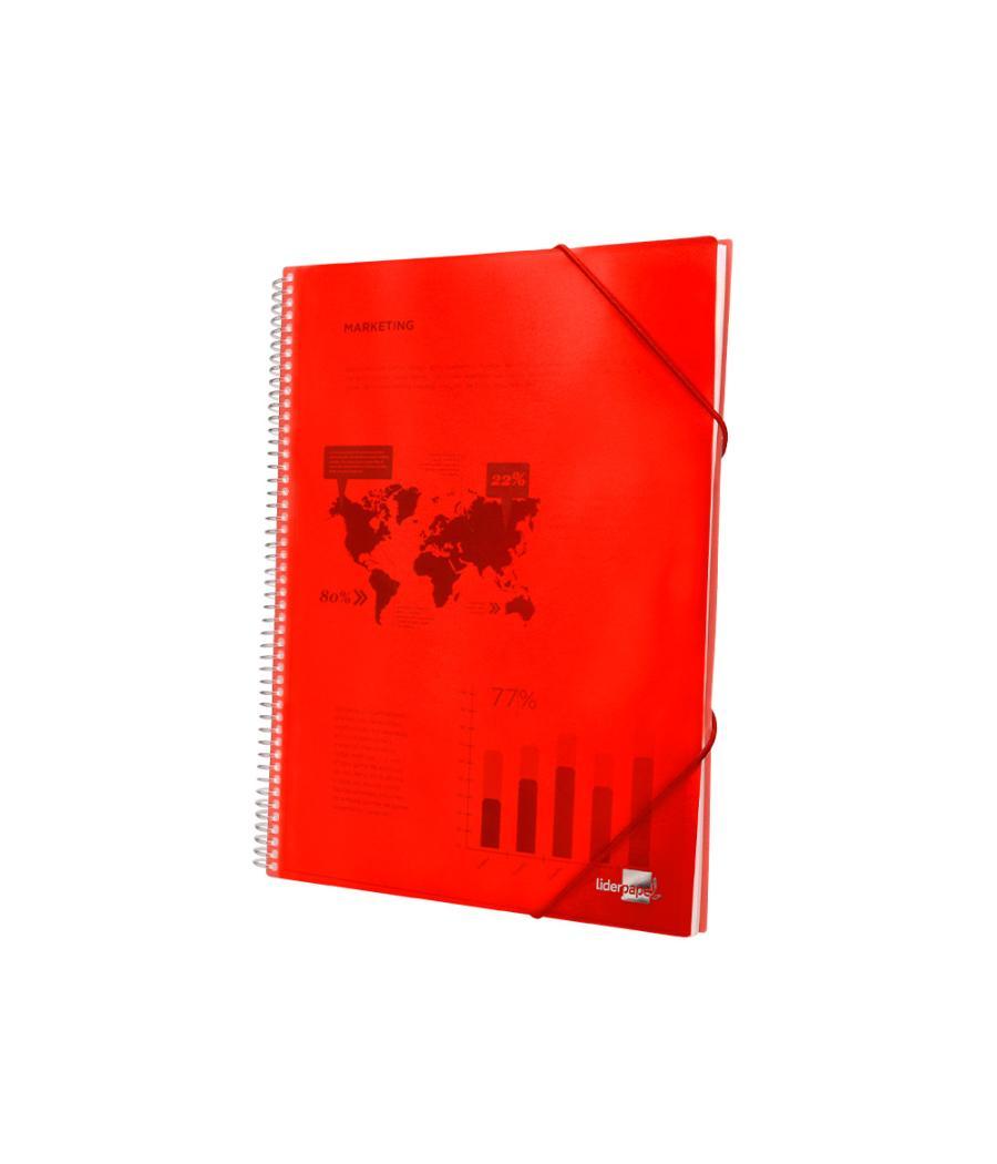 Carpeta liderpapel escaparate con espiral 80 fundas polipropileno din a4 rojo