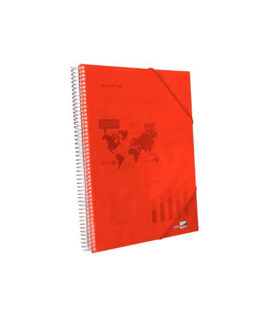 Carpeta liderpapel escaparate con espiral 80 fundas polipropileno din a4 rojo