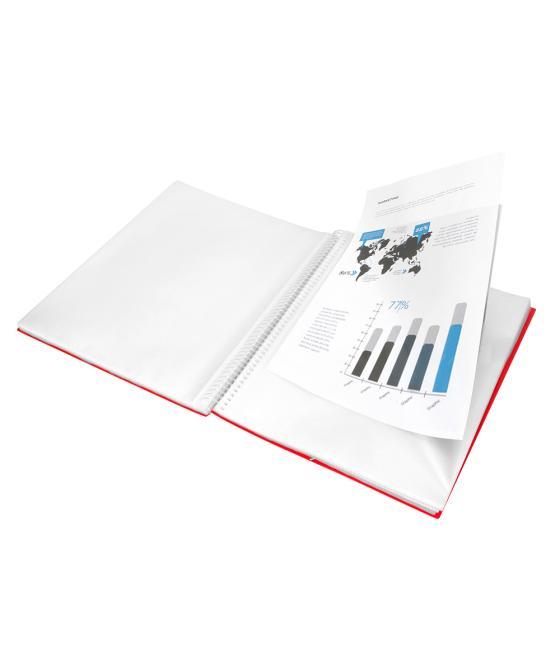 Carpeta liderpapel escaparate con espiral 80 fundas polipropileno din a4 rojo