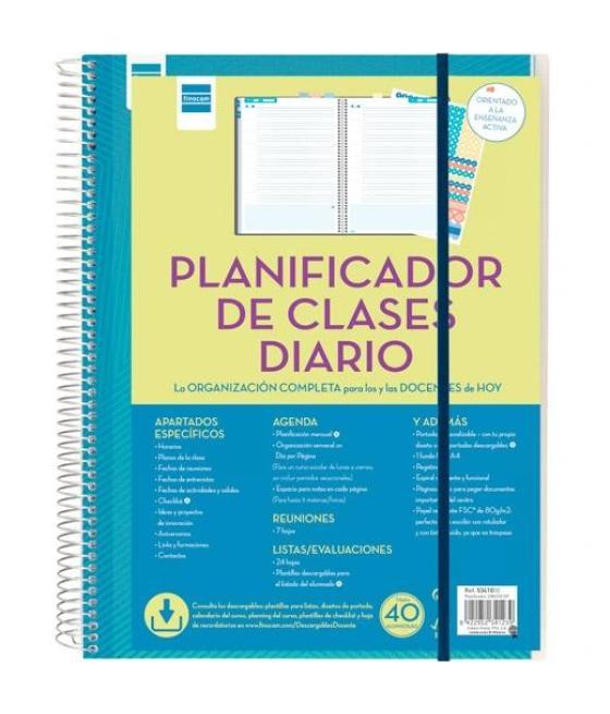 Finocam cuaderno planificador de clases diario docente espiral t/polipropileno español