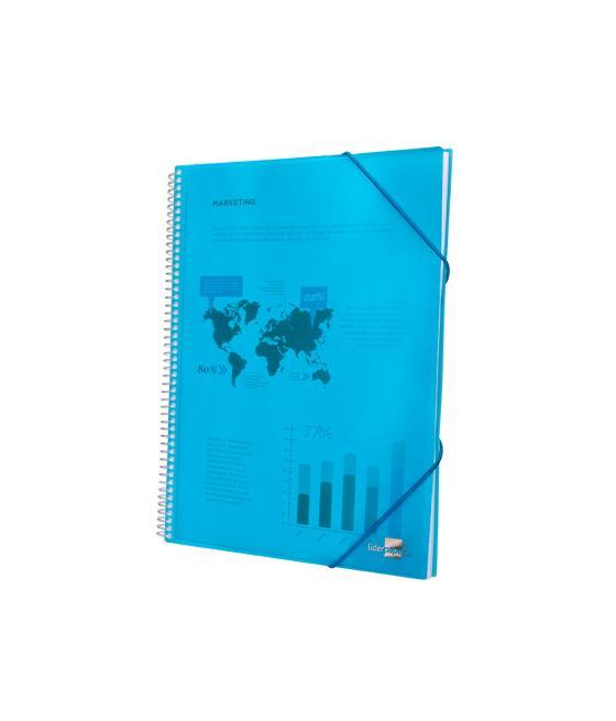 Carpeta liderpapel escaparate con espiral 60 fundas polipropileno din a4 azul