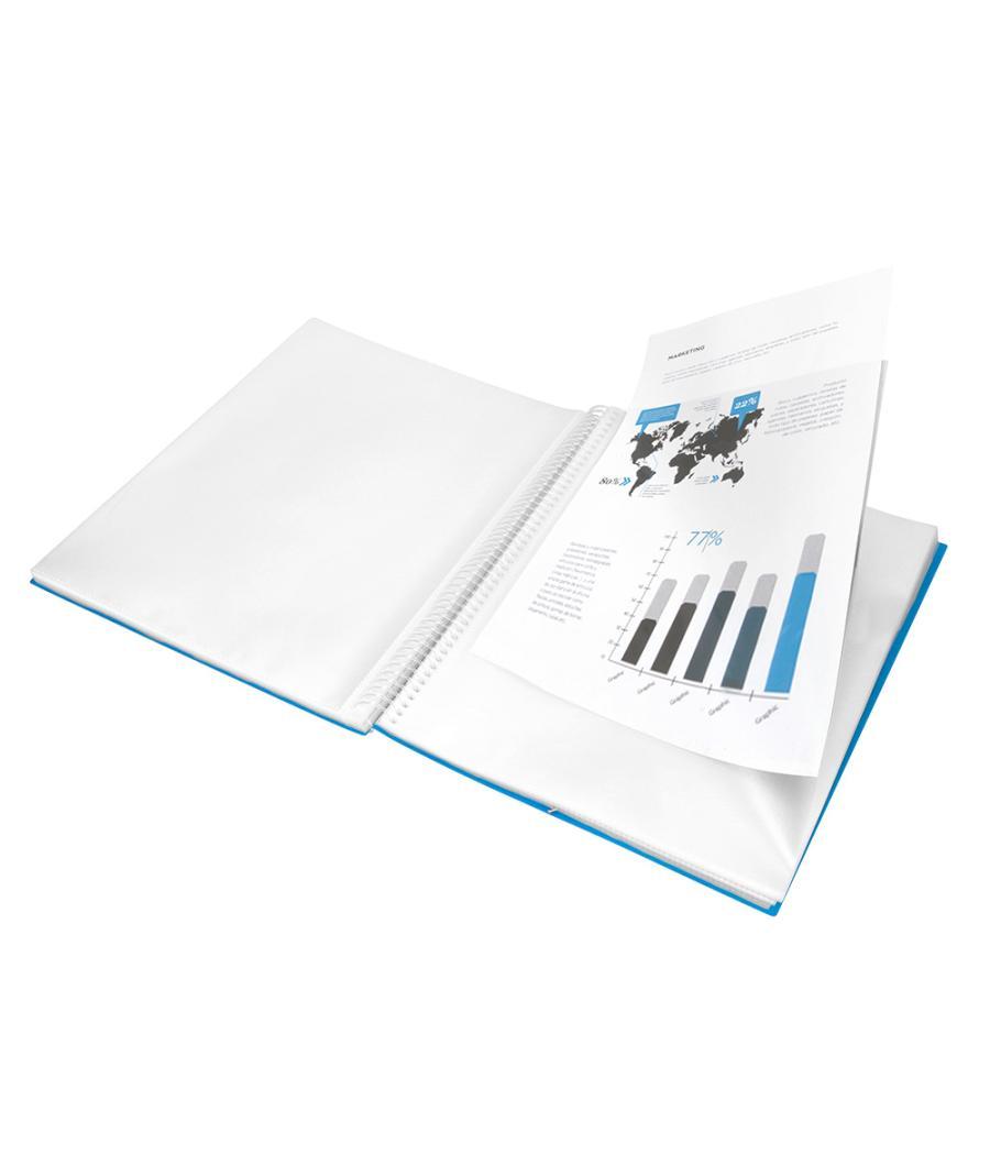 Carpeta liderpapel escaparate con espiral 60 fundas polipropileno din a4 azul