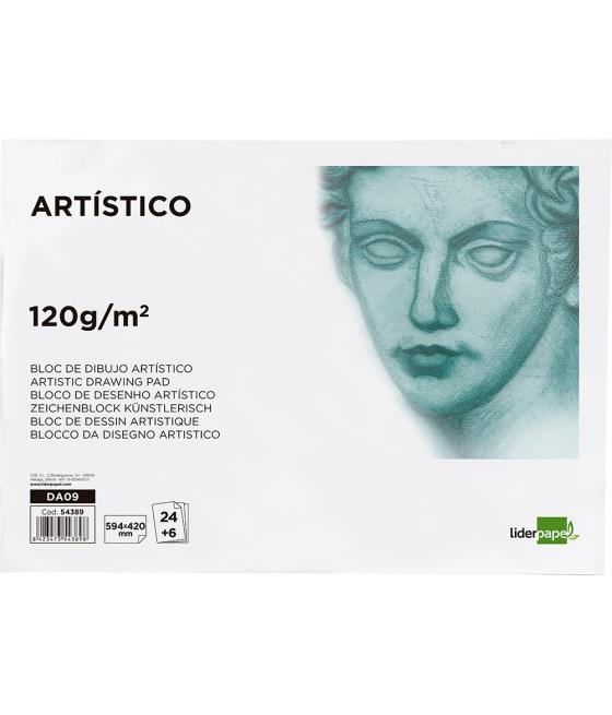 Bloc dibujo liderpapel artístico encolado 594x420mm 24+6 hojas 120g/m2 sin recuadro