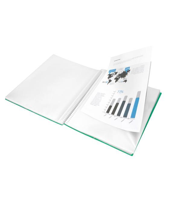 Carpeta liderpapel escaparate con espiral 30 fundas polipropileno din a4 verde