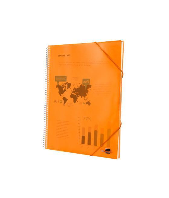 Carpeta liderpapel escaparate con espiral 10 fundas polipropileno din a4 naranja