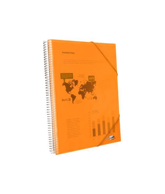 Carpeta liderpapel escaparate con espiral 10 fundas polipropileno din a4 naranja