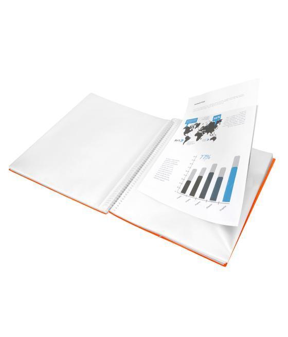 Carpeta liderpapel escaparate con espiral 10 fundas polipropileno din a4 naranja