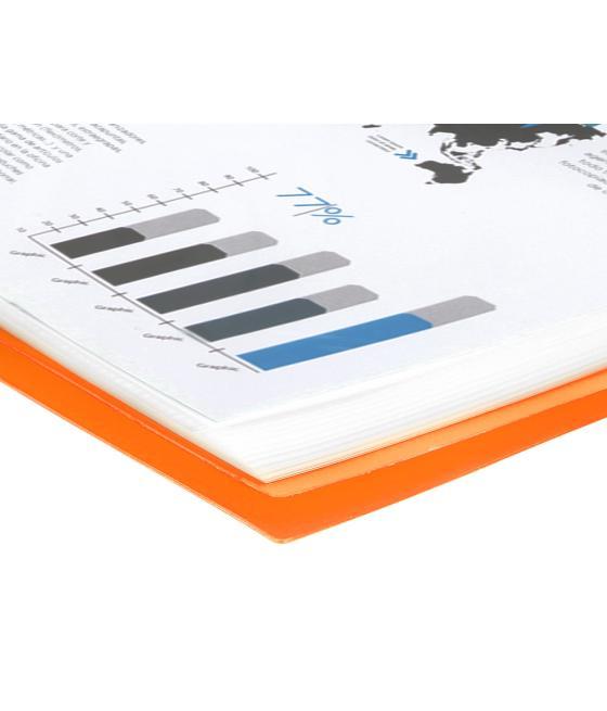 Carpeta liderpapel escaparate con espiral 10 fundas polipropileno din a4 naranja