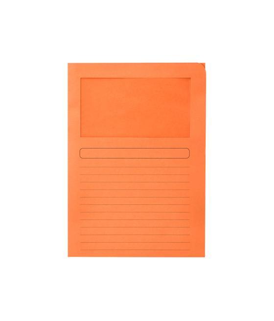 Subcarpeta cartulina q-connect din a4 naranja con ventana transparente 120 g/m2