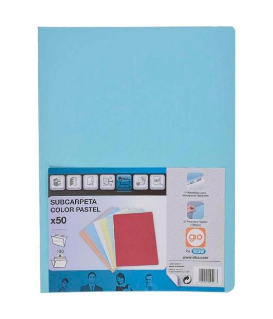 Gio subcarpeta simple cartulina folio 180gr azul pastel -50u-