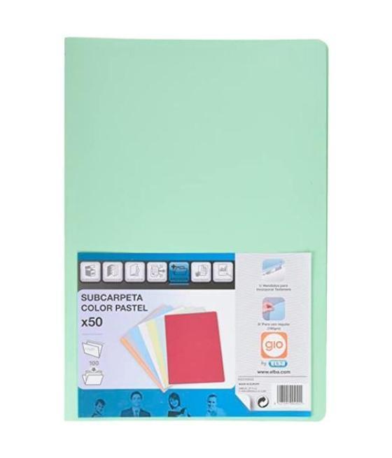Gio subcarpeta simple cartulina folio 180gr verde pastel -50u-