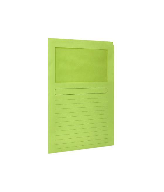 Subcarpeta cartulina q-connect din a4 verde con ventana transparente 120 gr