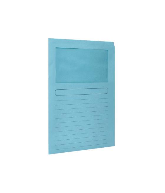 Subcarpeta cartulina q-connect din a4 azul con ventana transparente 120 g/m2