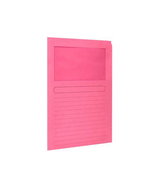 Subcarpeta cartulina q-connect din a4 rosa con ventana transparente 120 g/m2