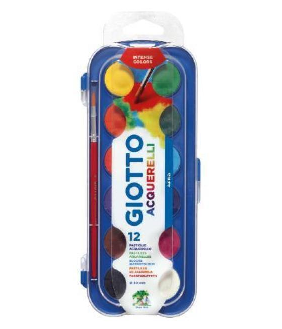 Giotto acuarelas en pastillas 30mm con pincel colores surtidos estuche 12 ud