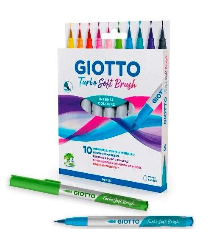 Giotto rotuladores turbo soft brush punta pincel estuche de 10 c/surtidos