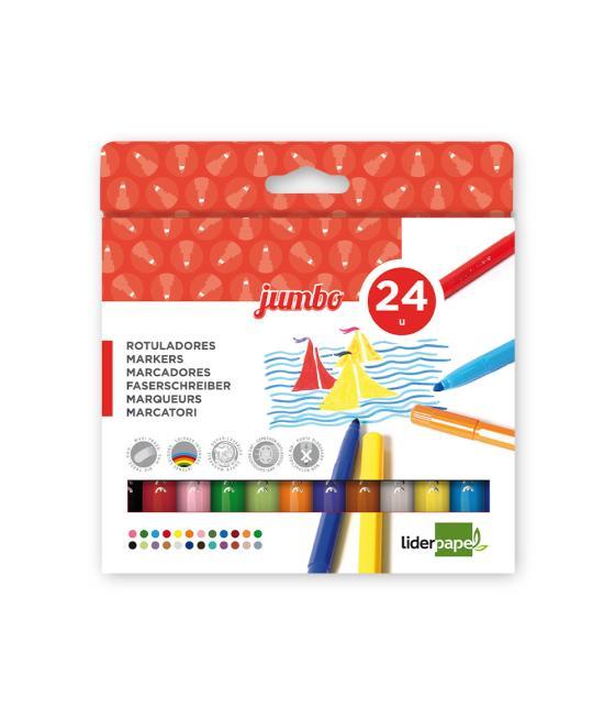 Rotulador liderpapel jumbo caja de 24 unidades colores surtidos