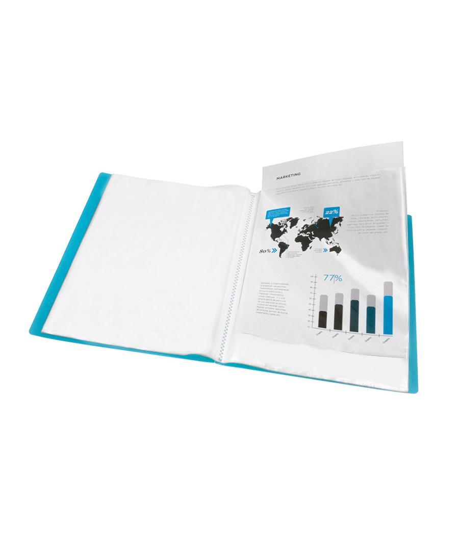 Carpeta liderpapel escaparate 47492 30 fundas polipropileno din a4 azul translucido