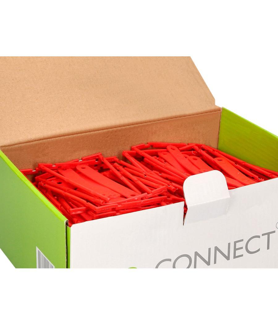 Encuadernador fastener q-connect plástico d-clips color rojo caja de 100 unidades