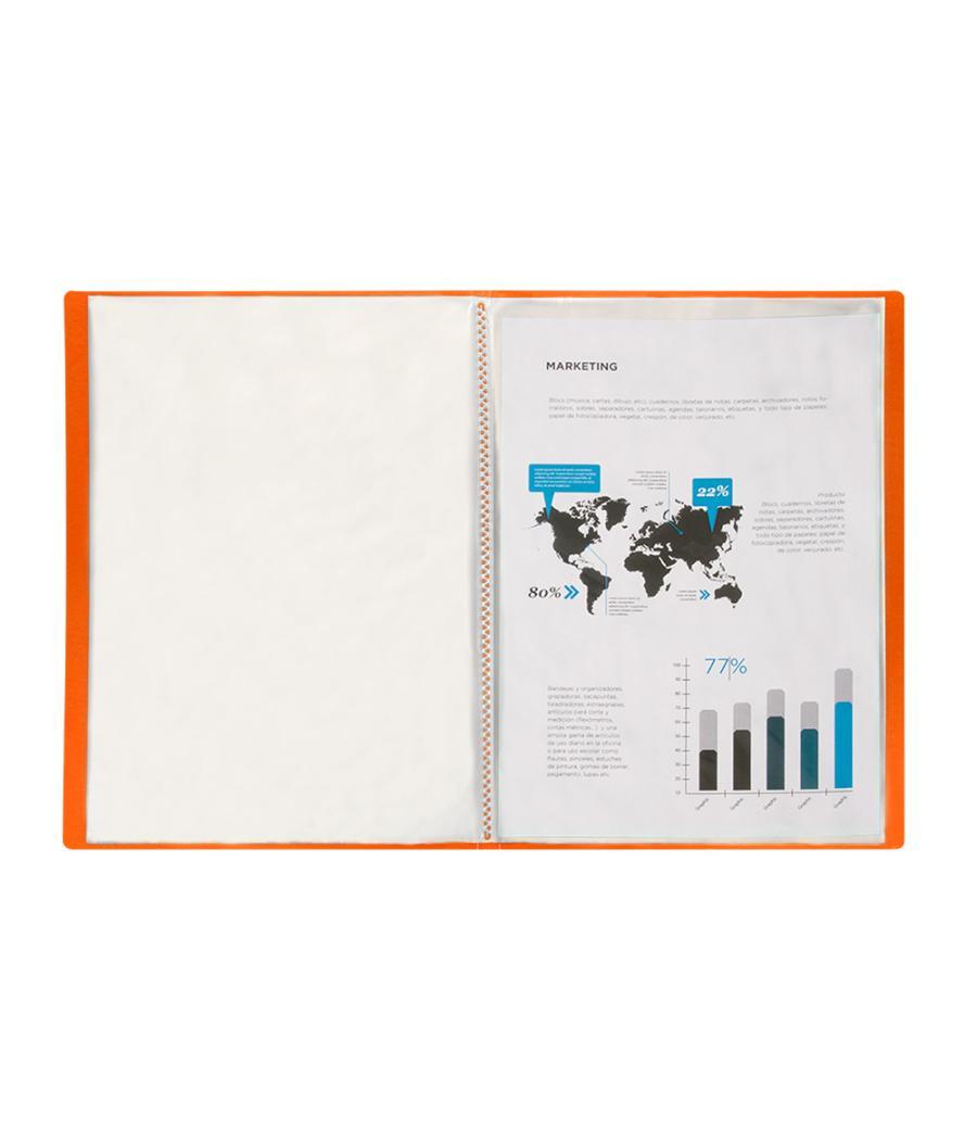 Carpeta liderpapel escaparate 47051 40 fundas polipropileno traslucida din a4 naranja frosty