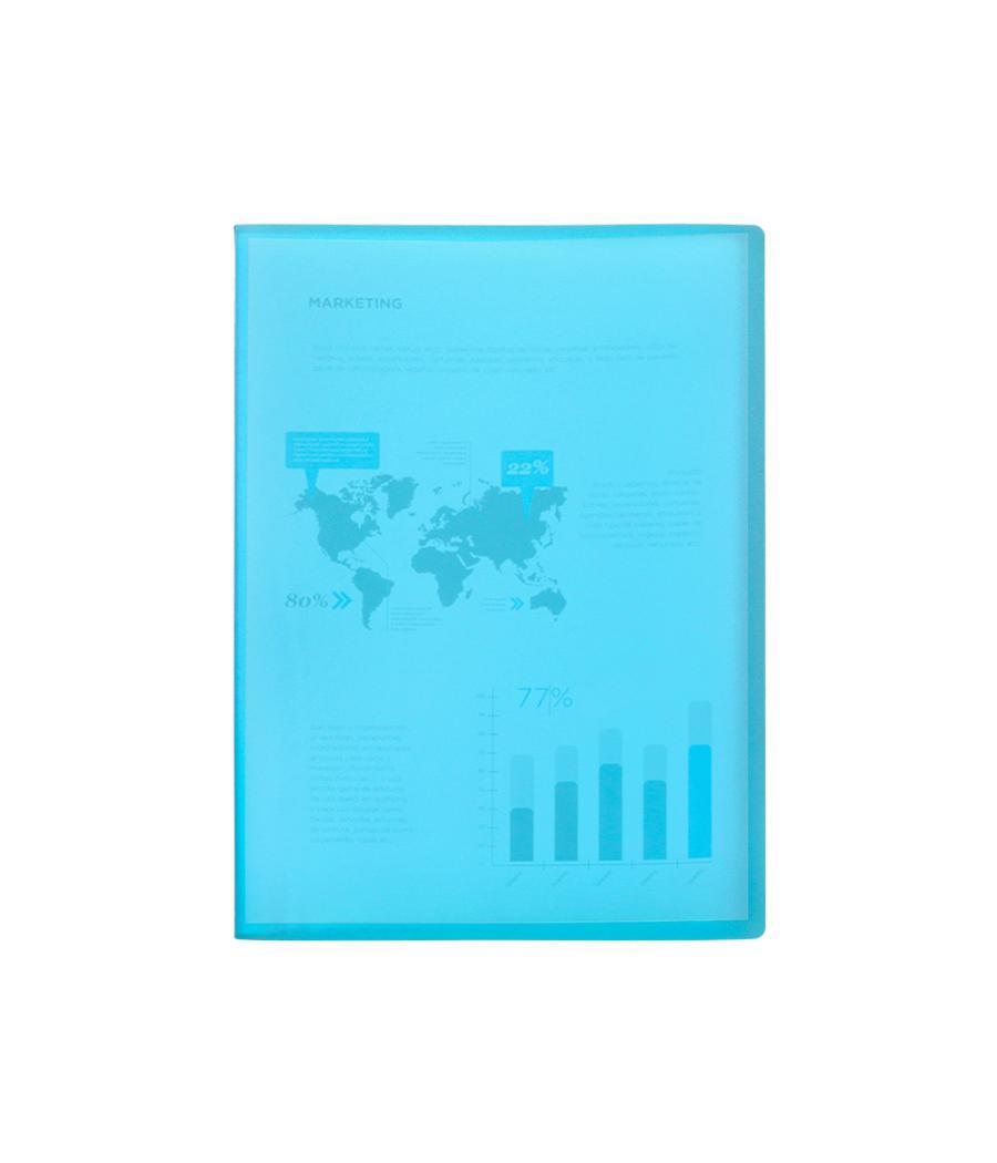 Carpeta liderpapel escaparate 47052 40 fundas polipropileno din a4 azul translucido