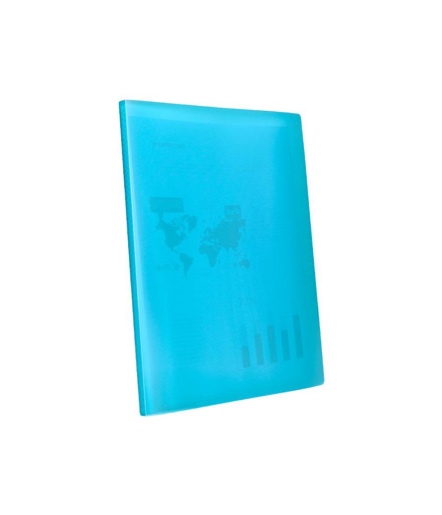 Carpeta liderpapel escaparate 47052 40 fundas polipropileno din a4 azul translucido