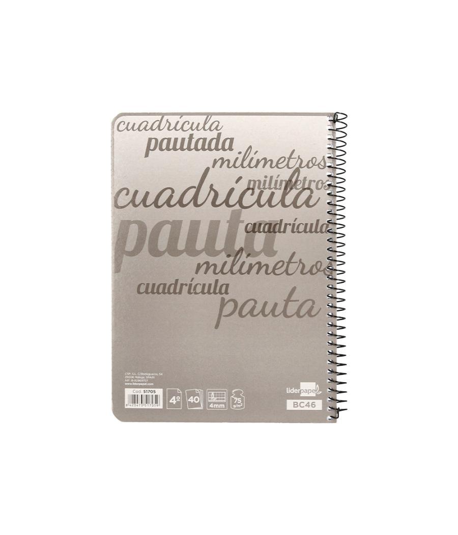 Cuaderno espiral liderpapel cuarto pautaguia tapa blanda 40h 75 gr cuadro pautado 4mm colores surtidos