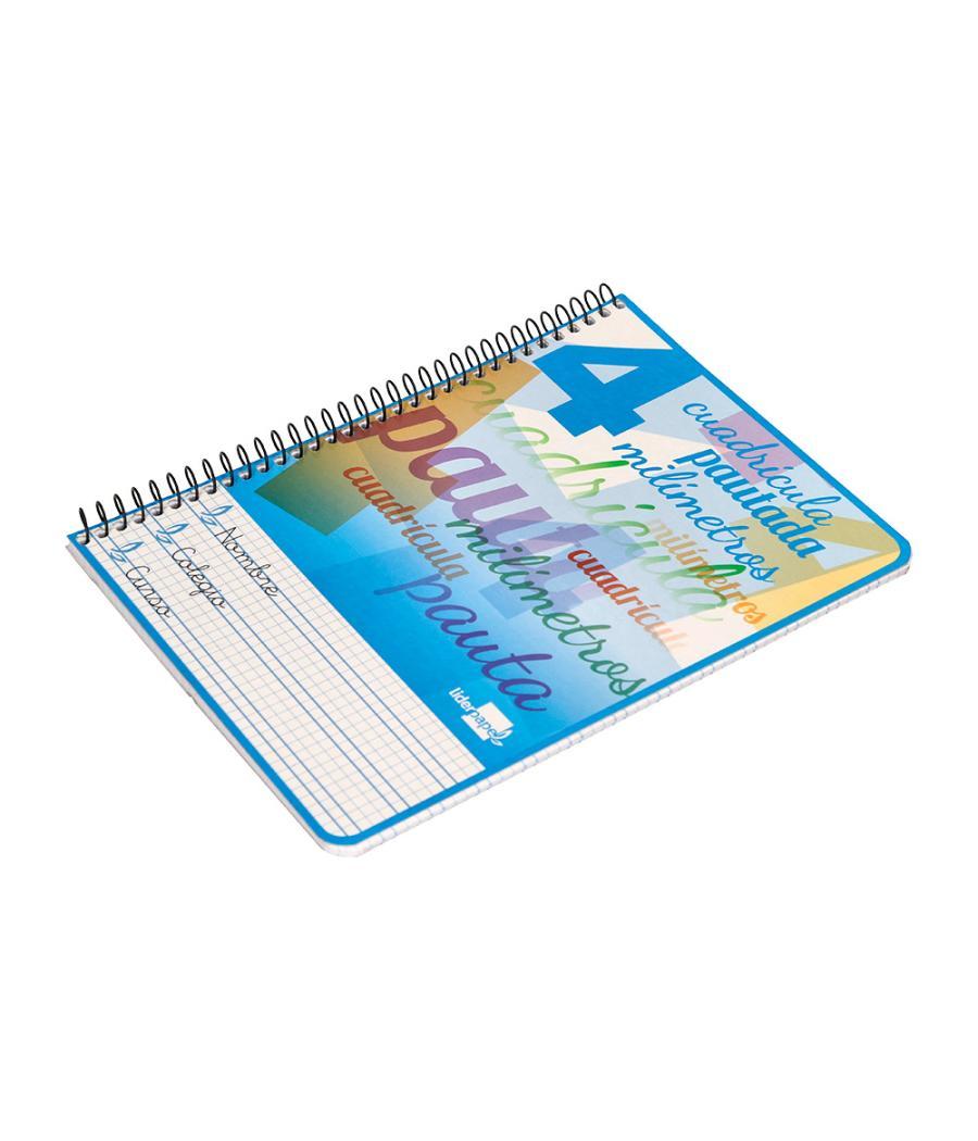 Cuaderno espiral liderpapel cuarto pautaguia tapa blanda 40h 75 gr cuadro pautado 4mm colores surtidos