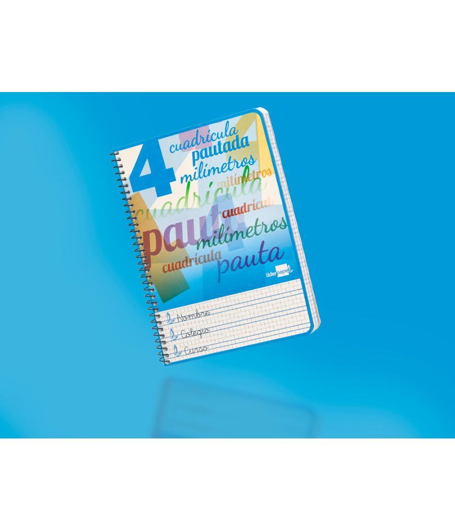 Cuaderno espiral liderpapel cuarto pautaguia tapa blanda 40h 75 gr cuadro pautado 4mm colores surtidos