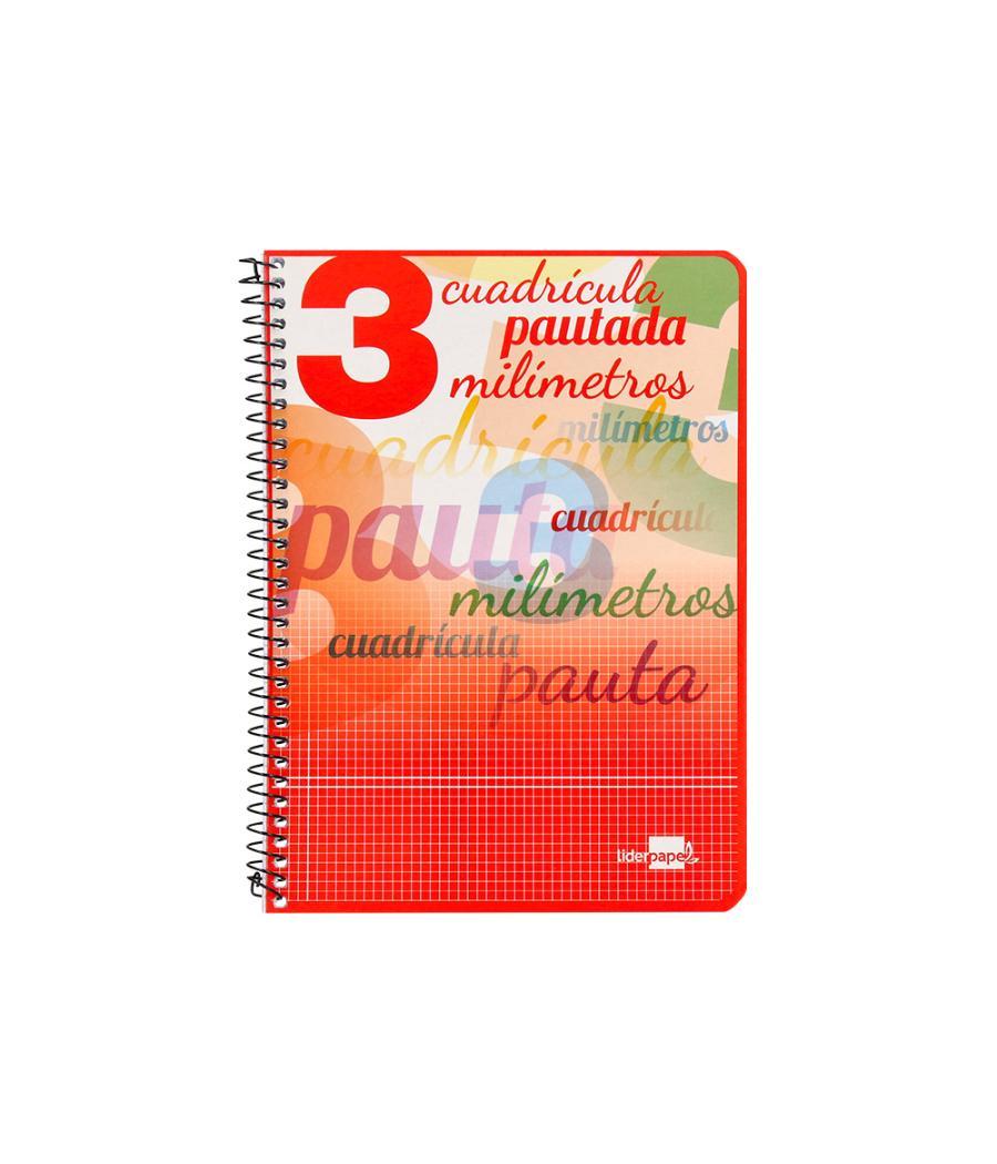 Cuaderno espiral liderpapel cuarto pautaguia tapa blanda 40h 75 gr cuadro pautado 3 mm con margen colores surtidos