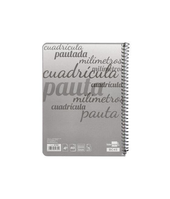 Cuaderno espiral liderpapel cuarto pautaguia tapa blanda 40h 75 gr cuadro pautado 3 mm con margen colores surtidos