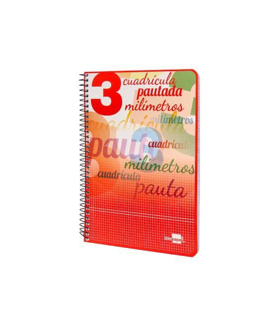 Cuaderno espiral liderpapel cuarto pautaguia tapa blanda 40h 75 gr cuadro pautado 3 mm con margen colores surtidos