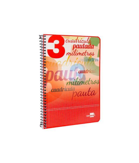 Cuaderno espiral liderpapel cuarto pautaguia tapa blanda 40h 75 gr cuadro pautado 3 mm con margen colores surtidos