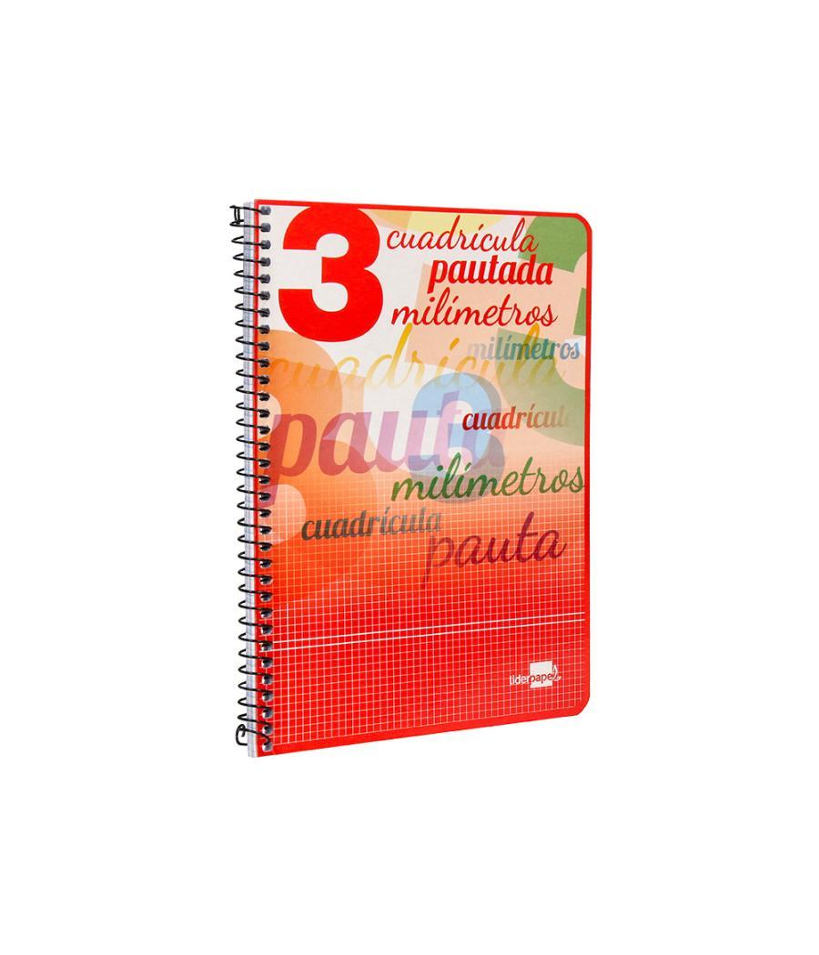 Cuaderno espiral liderpapel cuarto pautaguia tapa blanda 40h 75 gr cuadro pautado 3 mm con margen colores surtidos