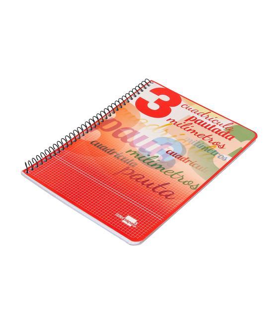 Cuaderno espiral liderpapel cuarto pautaguia tapa blanda 40h 75 gr cuadro pautado 3 mm con margen colores surtidos