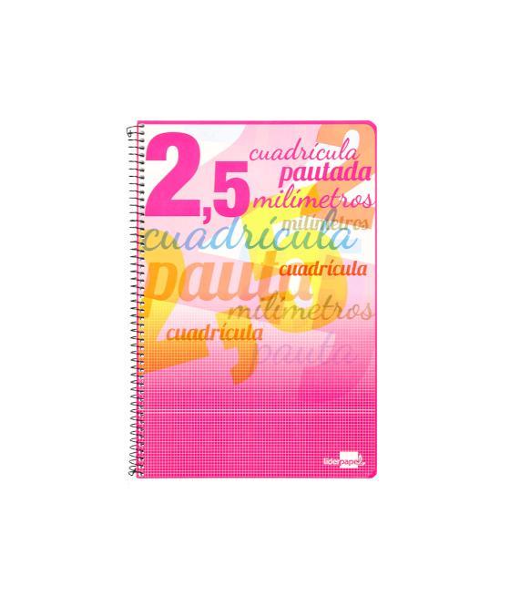 Cuaderno espiral liderpapel folio pautaguia tapa blanda 80h 75 gr cuadro pautado 2,5mm con margen colores surtidos