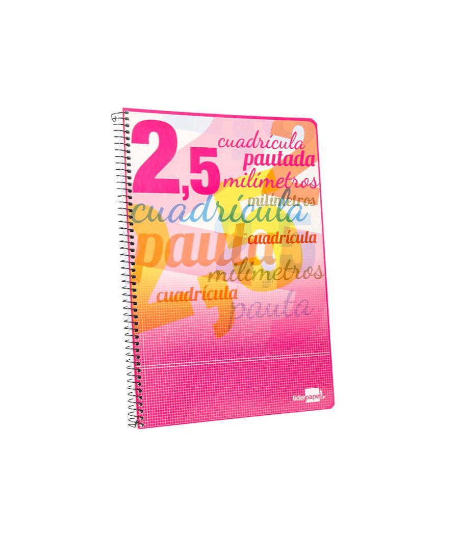 Cuaderno espiral liderpapel folio pautaguia tapa blanda 80h 75 gr cuadro pautado 2,5mm con margen colores surtidos