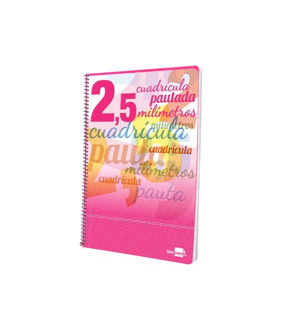 Cuaderno espiral liderpapel folio pautaguia tapa blanda 80h 75 gr cuadro pautado 2,5mm con margen colores surtidos