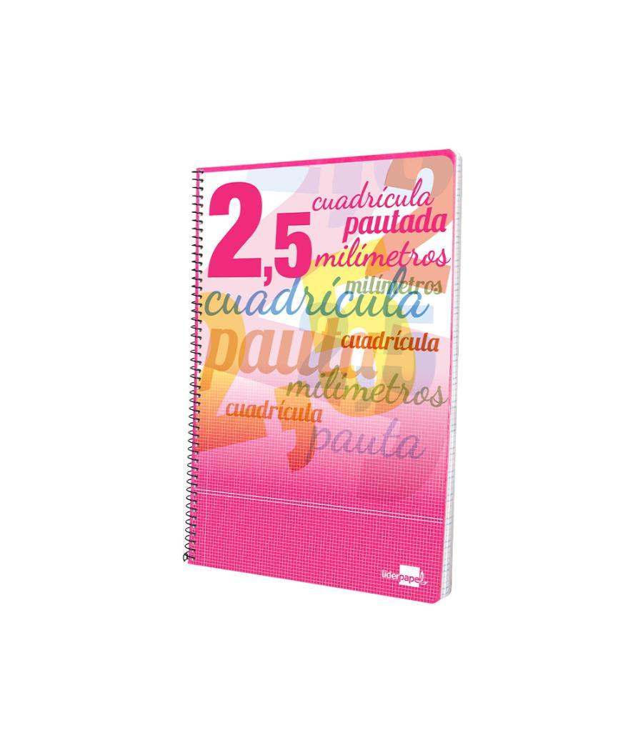 Cuaderno espiral liderpapel folio pautaguia tapa blanda 80h 75 gr cuadro pautado 2,5mm con margen colores surtidos