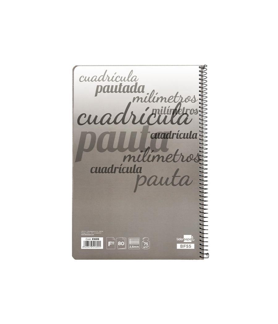 Cuaderno espiral liderpapel folio pautaguia tapa blanda 80h 75 gr cuadro pautado 2,5mm con margen colores surtidos