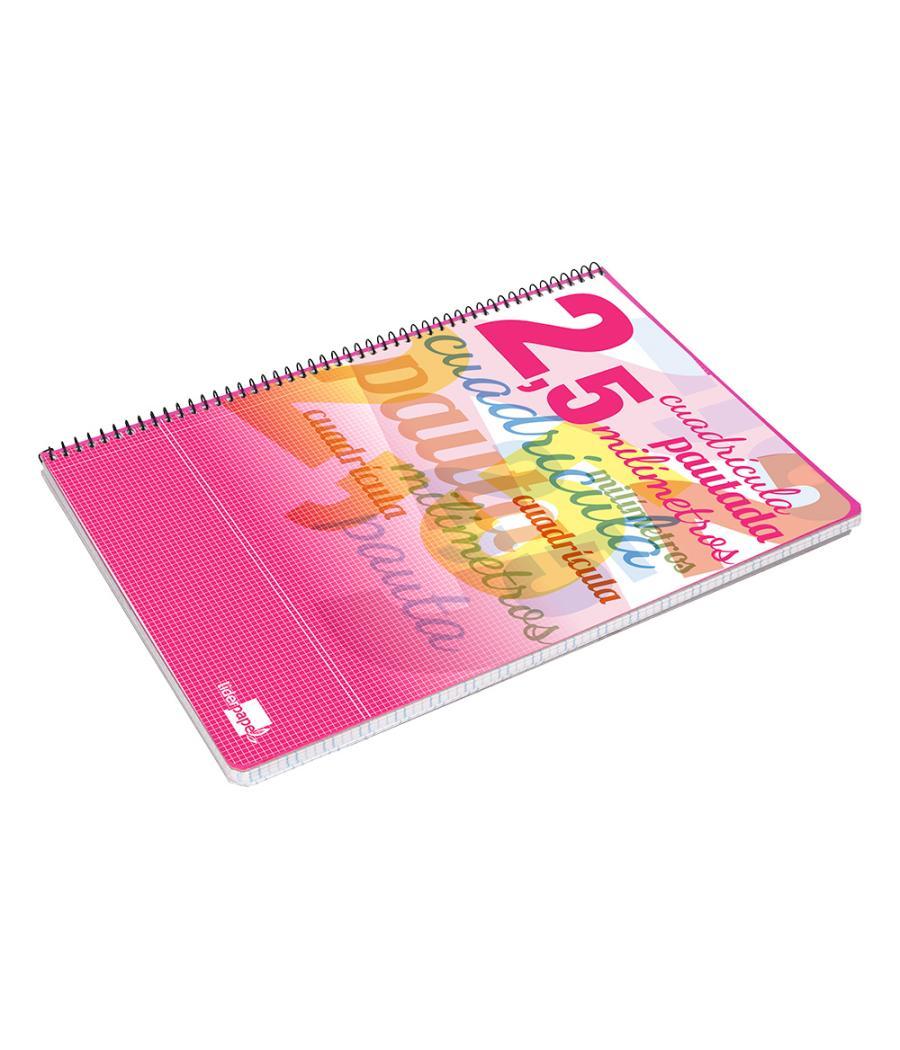 Cuaderno espiral liderpapel folio pautaguia tapa blanda 80h 75 gr cuadro pautado 2,5mm con margen colores surtidos