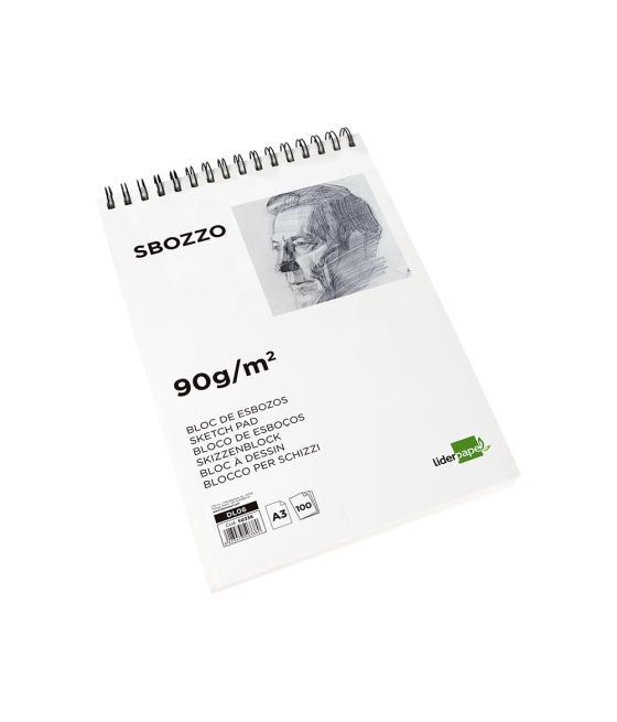 Bloc dibujo liderpapel esbozos espiral a3 297x420mm 100 hojas 90gr/m2 sin recuadro