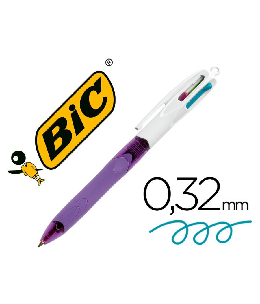 Bolígrafo bic cuatro colores con grip colores pastel punta 1 mm