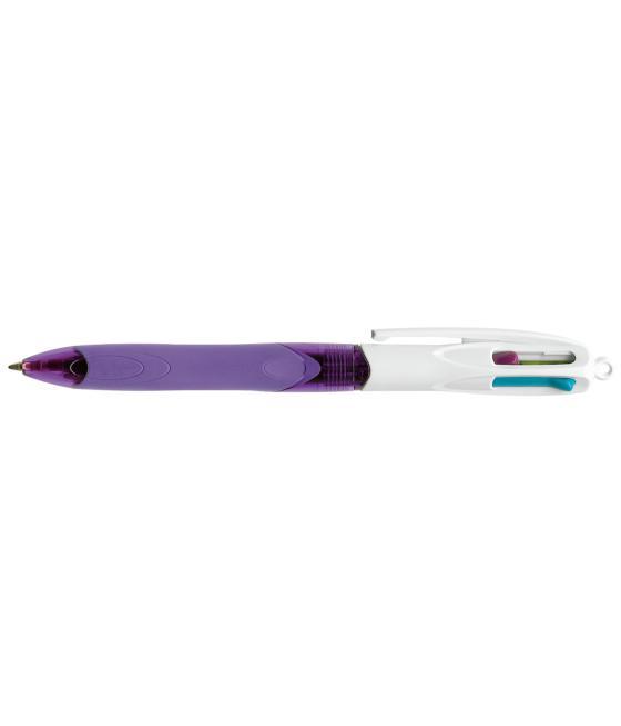 Bolígrafo bic cuatro colores con grip colores pastel punta 1 mm