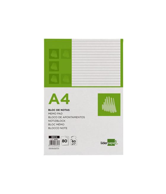 Bloc notas liderpapel horizontal a4 80 hojas 60g/m2