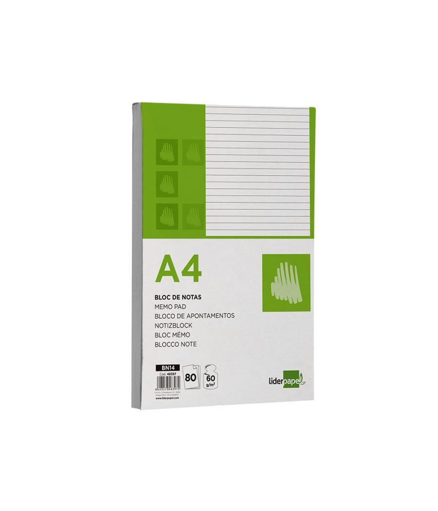 Bloc notas liderpapel horizontal a4 80 hojas 60g/m2