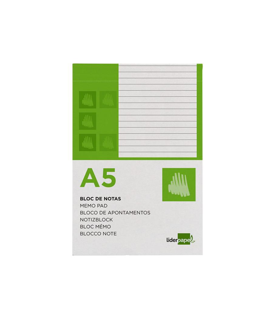 Bloc notas liderpapel horizontal a5 80 hojas 60g/m2 perforado