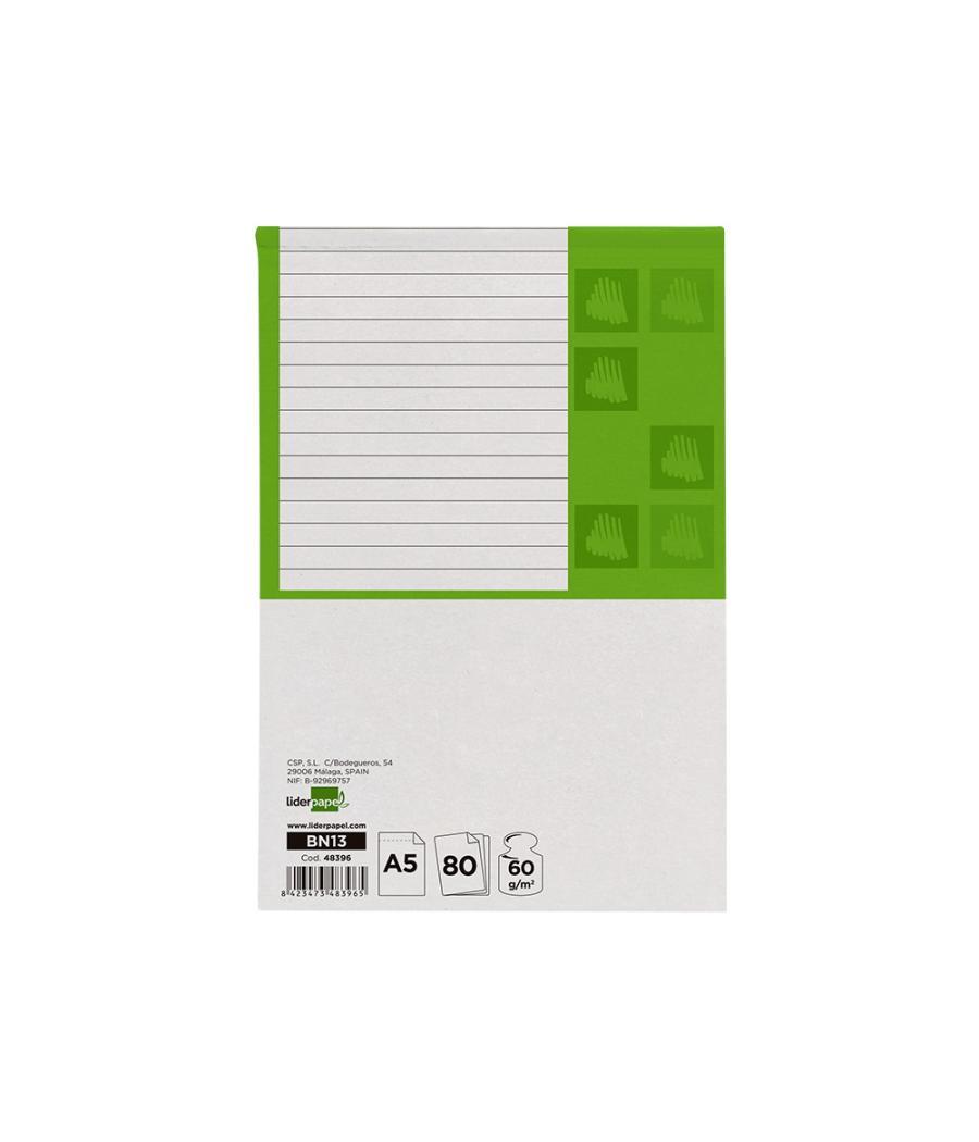 Bloc notas liderpapel horizontal a5 80 hojas 60g/m2 perforado